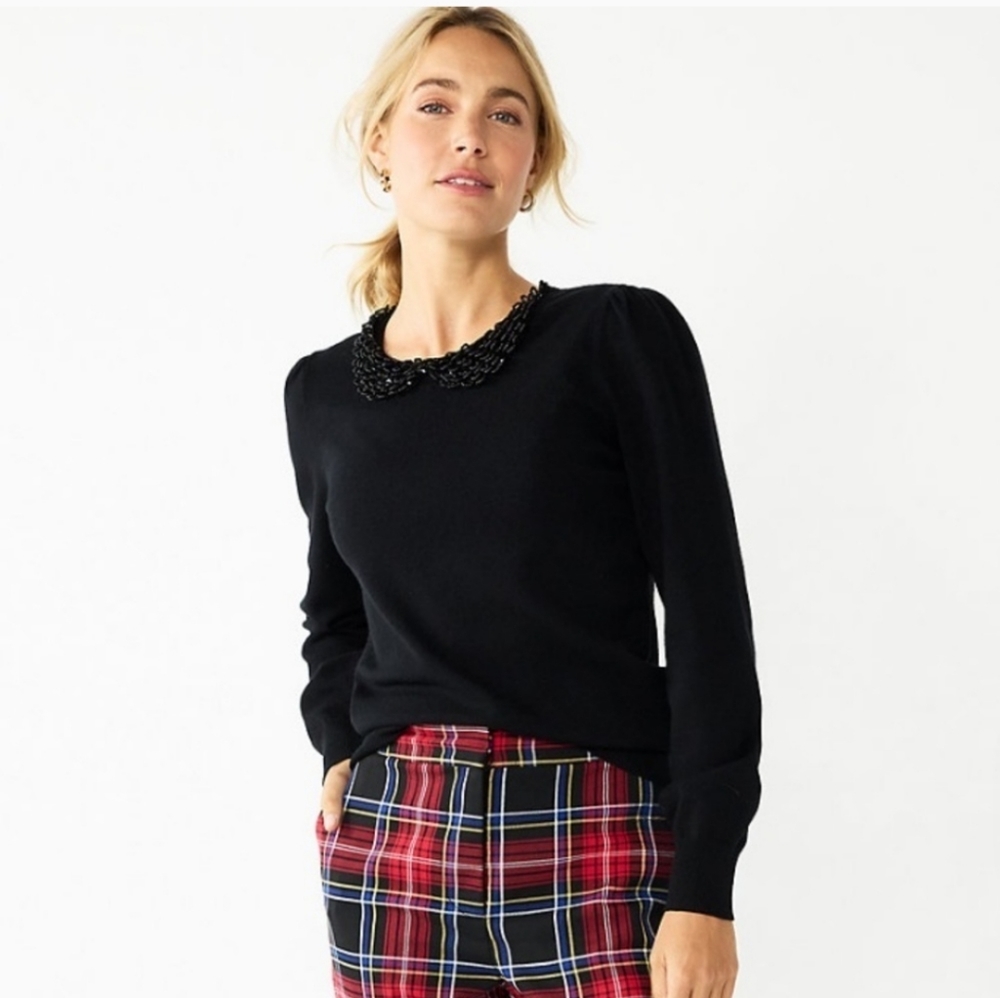 DRAPER JAMES RSVP™ Long Sleeve Collar Sweater, L, NWT